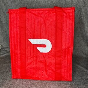 DoorDash Red Insulated Food Delivery Bag Thermal Tote Zipper Large Logo